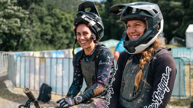 Cairns residents Cassie Abell and Rachael White prepare for the UIC MTB Masters World Championships in 2024. Picture: Emily Barker