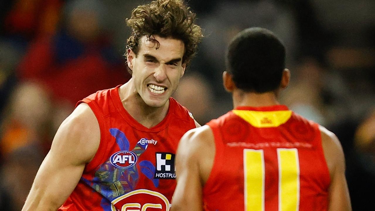 Ben King (L) slotted four majors in the Suns’ famous win. (Photo by Michael Willson/AFL Photos via Getty Images)