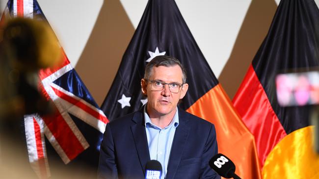 Chief Minister Micheal Gunner at a Covid press conference. Picture: (A)manda Parkinson