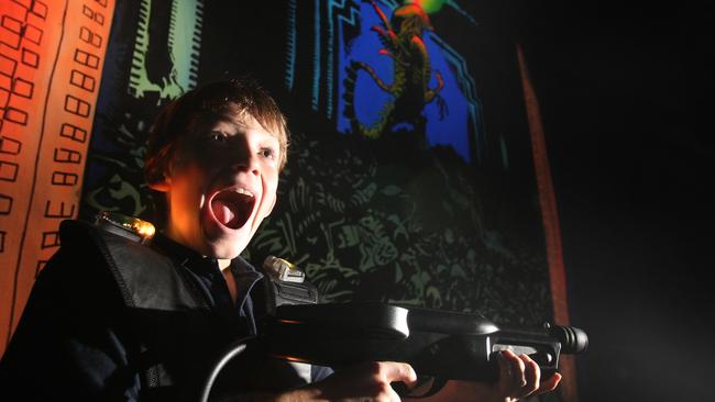 Declan Dempsey tries out the Alien Vs Predator Vs You experience at Dreamworld. Pictures Adam Head