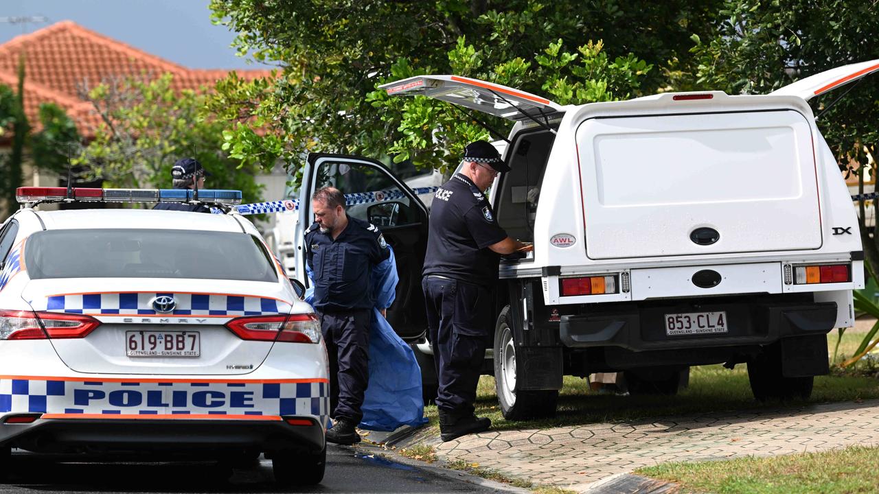 Police at the Lovells’ North Lakes home after Emma was stabbed to death on Boxing Day 2022. Picture: Lyndon Mechielsen/Courier Mail