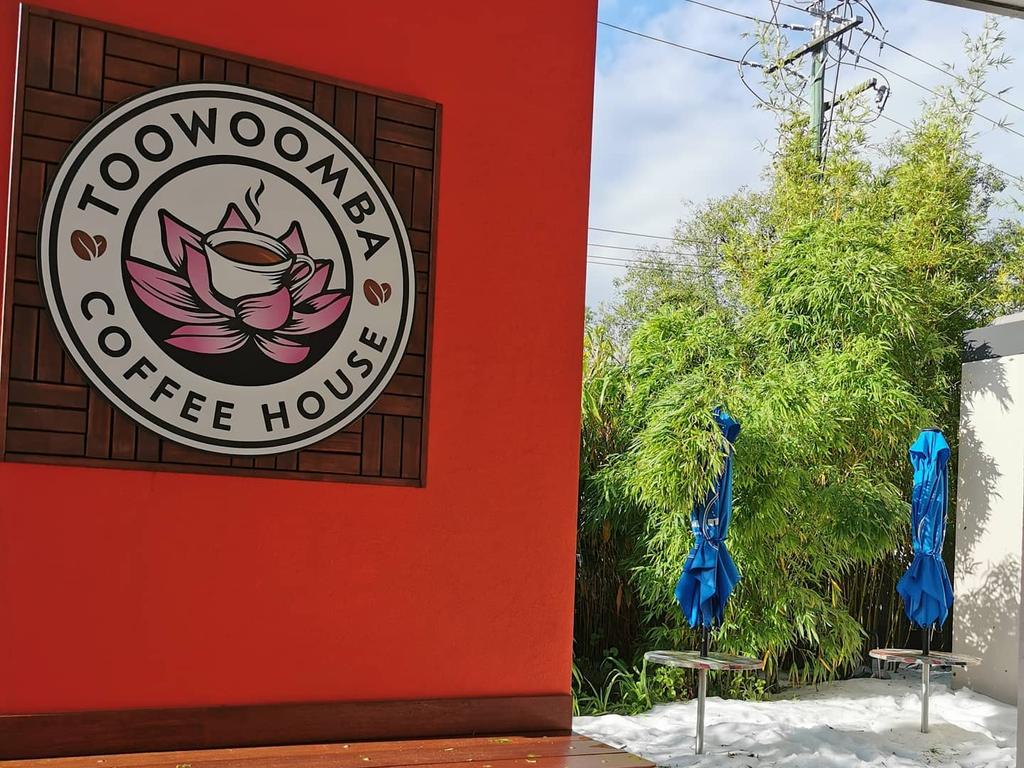 Hail blankets the Toowoomba Coffee House after overnight storms.