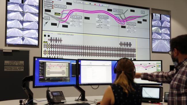 The NorthConnex control centre monitors all the tunnel's cameras. Picture: Sam Ruttyn