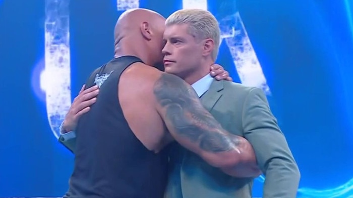 Cody Rhodes' facial expression while hugging The Rock on Smackdown has become a meme.
