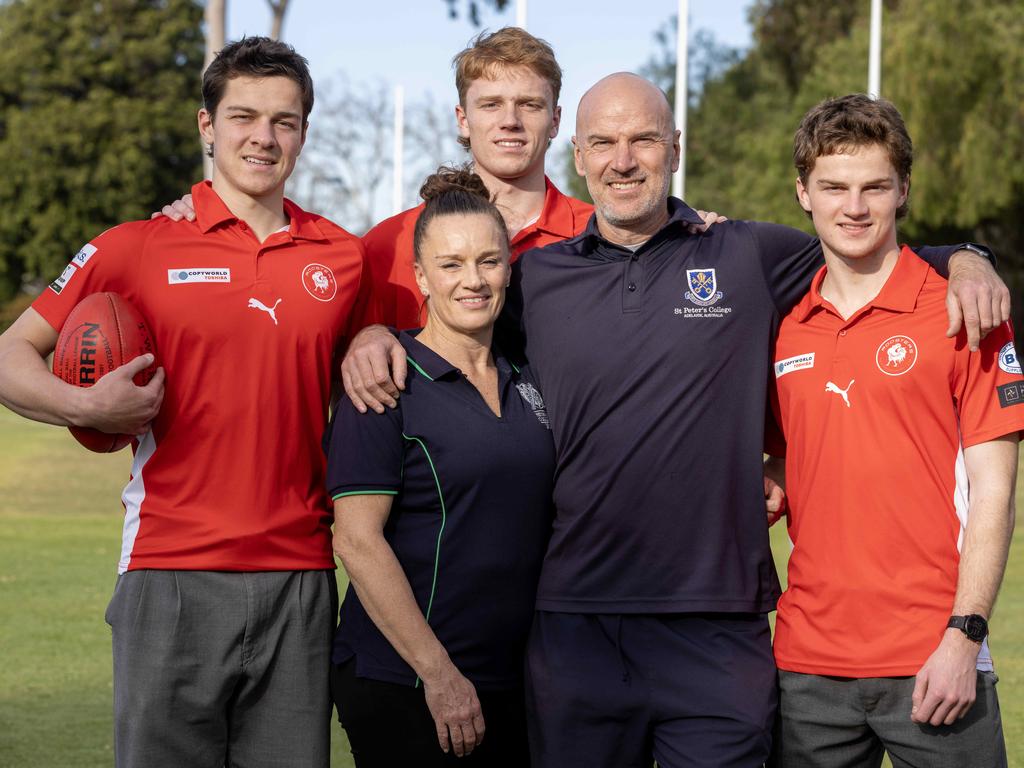 Josh Francou, wife Jo and children Oliver (18), Will (20) and Ben (17). Picture: Kelly Barnes