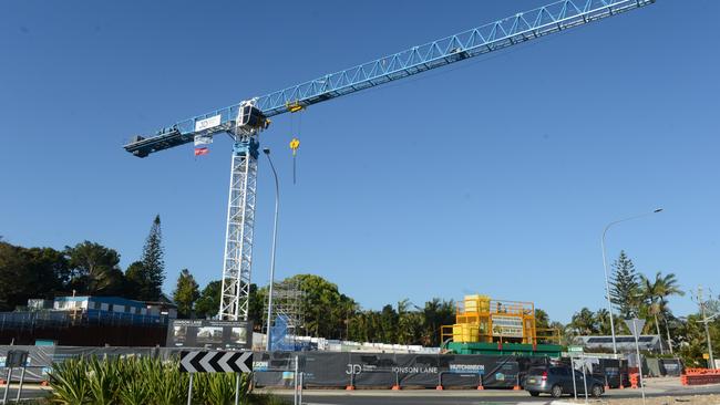 The construction site of a new mixed-use development, including housing units, on Jonson Street in Byron Bay. Picture: Liana Boss