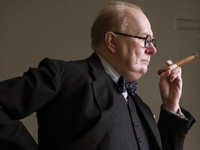 Gary Oldman is unrecognisable as PM Winston Churchill in Darkest Hour. The role has already scored the actor SAG and Golden Globe nominations. Picture: Universal Pictures