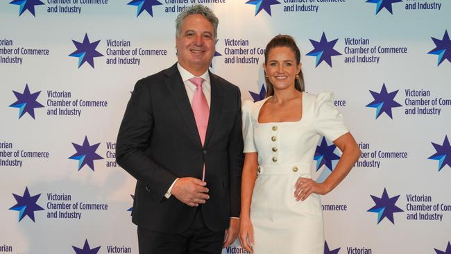 Paul Guerra with Melbourne Cup-winning jockey Michelle Payne. Picture: Daniel McPherson