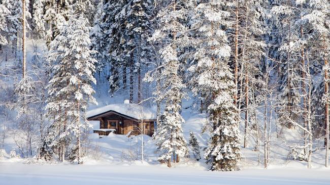 A Finnish sauna cabin.