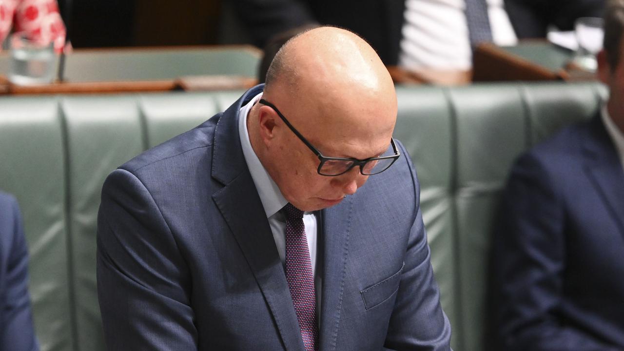 The opposition leader was brought to tears. Picture: NCA NewsWire / Martin Ollman