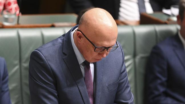 The opposition leader was brought to tears. Picture: NCA NewsWire / Martin Ollman