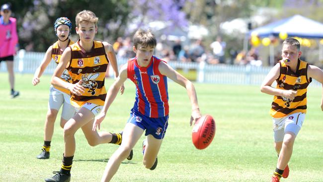 Wilston Grange player Julian Spence with the ball. Saturday October 10, 2020 Picture, John Gass