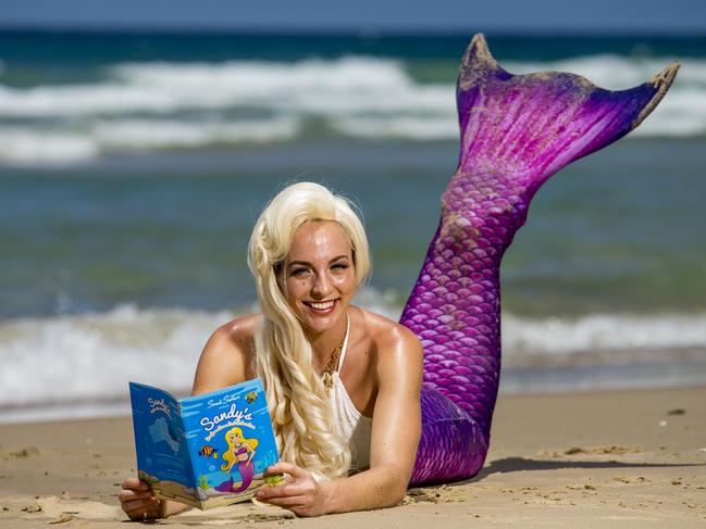 Sandy the Mermaid (Alyce Hill) for story on how a Surfers Paradise marketing campaign about mermaids (for Sand Safari) has evolved into a children's book and teaching aid that is now part of the school curriculum. Picture: Jerad Williams