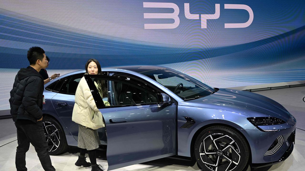BYD’s Seal electric car at a showroom. Picture: Jung Yeon-je/AFP