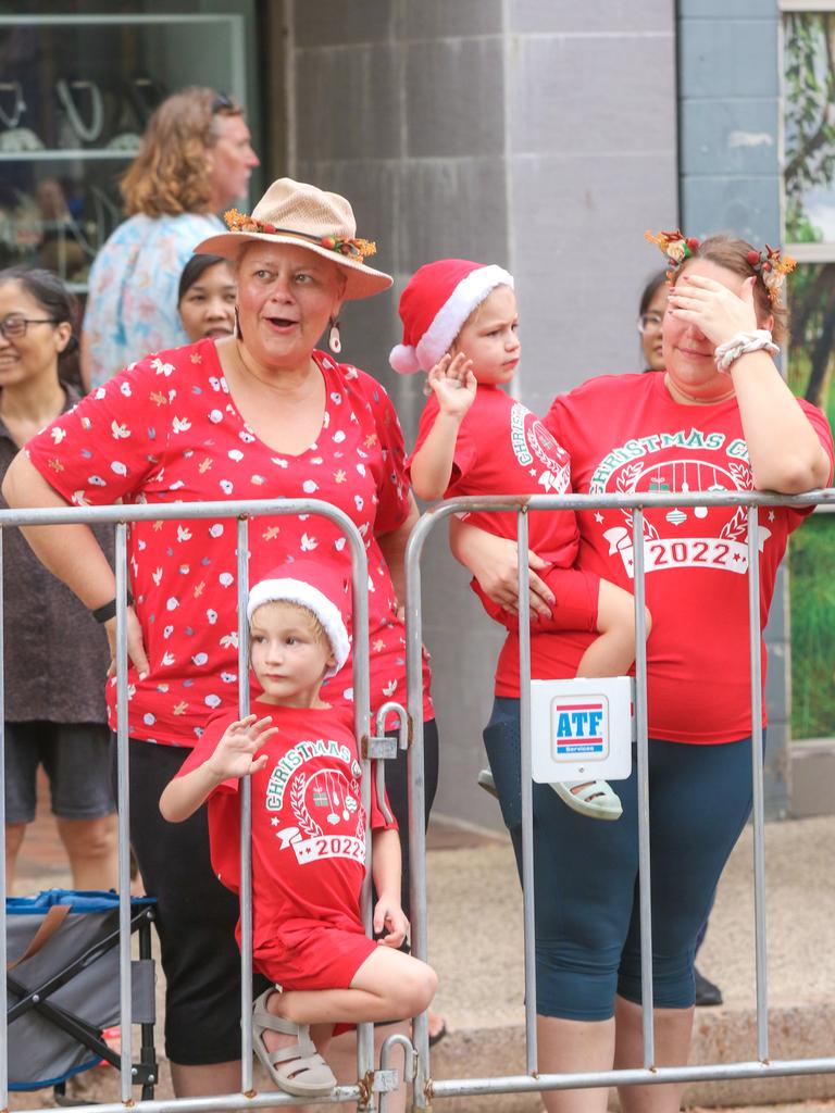 Crowds line the route for the annual Christmas Pageant and Parade down the Esplanade and Knuckey Streets. Picture: Glenn Campbell