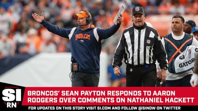 Jets' Aaron Rodgers defends Nathaniel Hackett and fires back at the  Broncos' Sean Payton