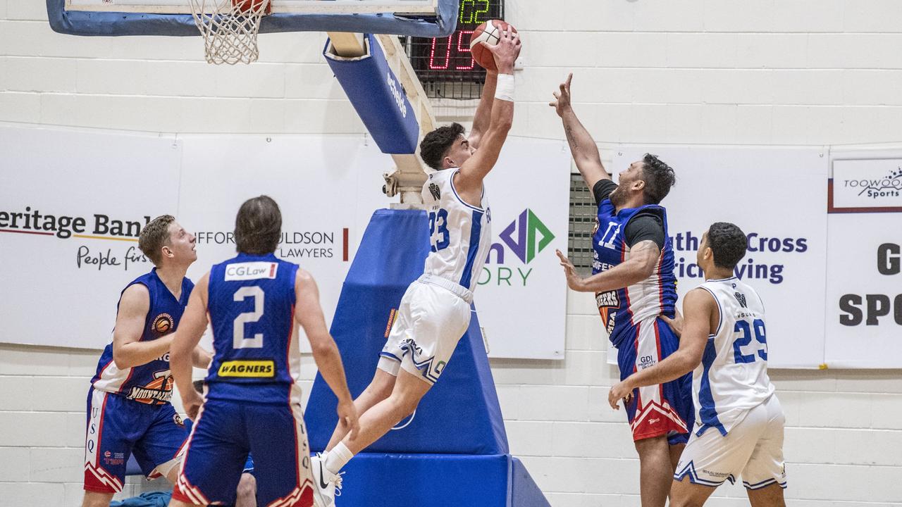Ben Tweedy for Rollers. Toowoomba Mountaineers vs Gold Coast Rollers. QSL basketball. Sunday, May 22, 2022. Picture: Nev Madsen.