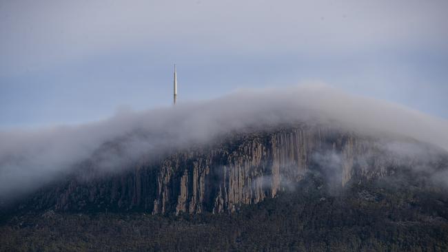 Mt Wellington / kunanyi on a cold Hobart morning. Picture: Richard Jupe