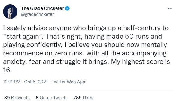 The Grade Cricketer captures the tragic nature of the sport. Picture: The Grade Cricketer.