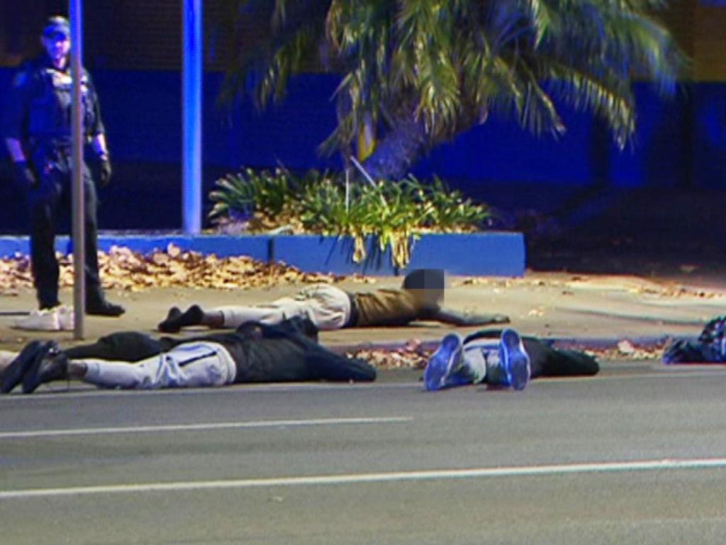 Police made several arrests after a man was stabbed to death on North Terrace. Picture: 7News