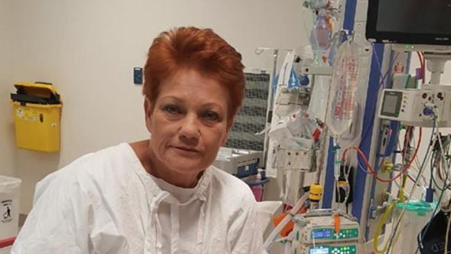 Pauline Hanson says she’ll be back on her feet soon. Picture: AAP Image/Pauline Hanson via Twitter)