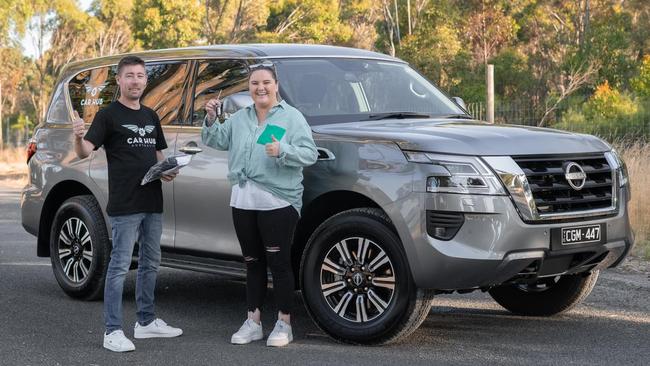 Car Hub Australia gifted Ms Conway a new Nissan Patrol after she was scammed out of another in February. Picture: Facebook