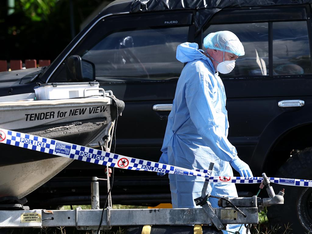 Police at the scene at Milden Street, Gin Gin where missing girl Pheobe Bishop was living before her death. Pics Adam Head