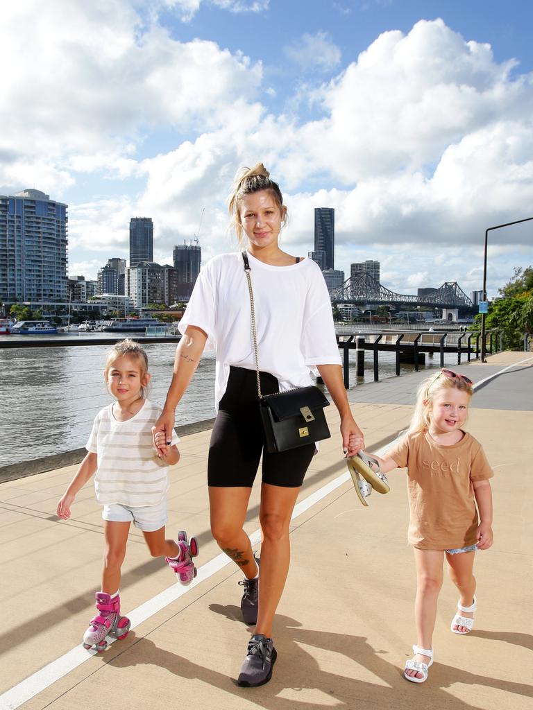 ... as do Angell Avgoustakis and children Amelia, 6, and Luna, 3. Pictures: Steve Pohlner