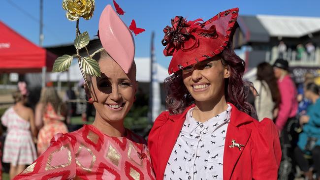 Rebecca Jane and Tasha Dunlop at the Gympie Races on June 15, 2024.