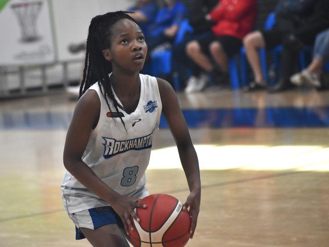Basketball Queensland under-14 girls state championships, Division 2, Rockhampton Cyclones versus RedCity Roar at Bravus Arena in Rockhampton on July 1, 2024.