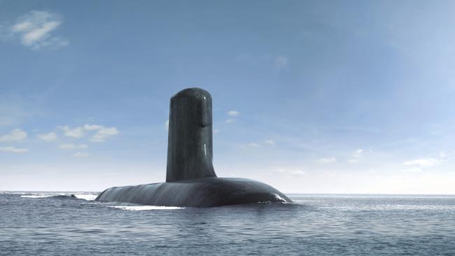 An artist’s impression of the Royal Australian Navy’s Future submarine.