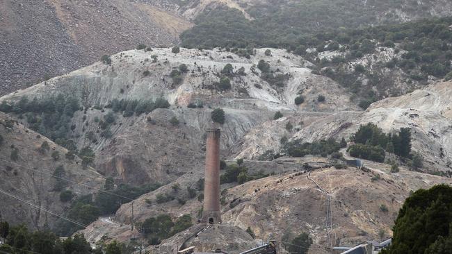 The barren hills of Queenstown on Tasmania’s West Coast. 