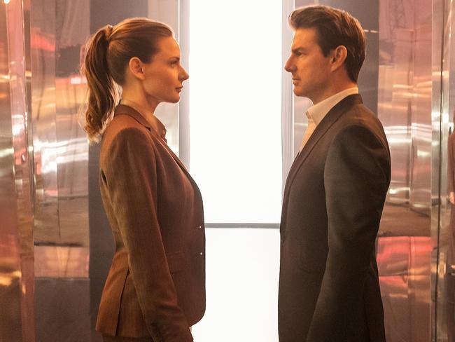 Rebecca Ferguson as Ilsa Faust and Tom Cruise as Ethan Hunt in Mission: Impossible — Fallout