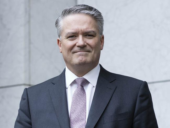 CANBERRA, AUSTRALIA-NCA NewsWire Photos OCTOBER 8 2020.Senator Mathias Cormann with The Prime Minister Scott Morrison during a press conference at Parliament House in Canberra. Picture: NCA NewsWire / Gary Ramage