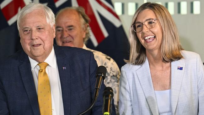 Clive Palmer and Hunter candidate Suellen Wrightson in Canberra. Trumpet of Patriots will run candidates in every seat. Picture: NewsWire/Martin Ollman