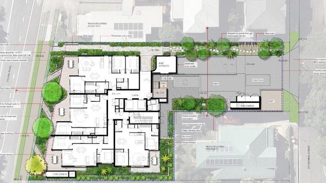 The site plan for the apartment complex on Sylvan Rd.