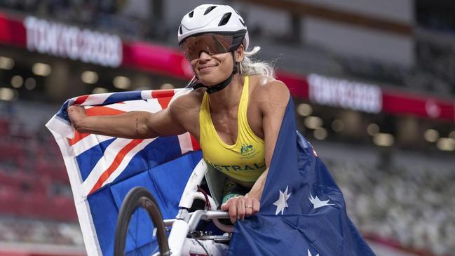 Madison De Rozario is still young in her career of marathons and could very well repeat as the Olympic champion come the Paralympics in two years time. . (Bob Martin for OIS via AP)