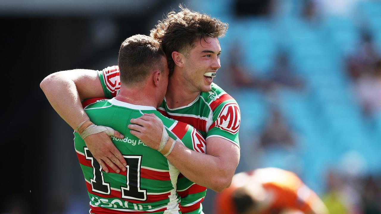 Tallis Duncan celebrates with Matt French. Photo by Matt King/Getty Images.