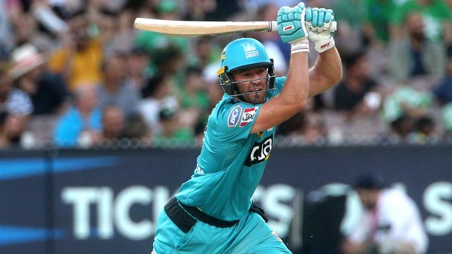 AB de Villiers of Brisbane Heat batting during the Big Bash League (BBL) cricket match between the Melbourne Stars and the Brisbane Heat at the MCG in Melbourne, Saturday, January 25, 2020. (AAP Image/Hamish Blair) NO ARCHIVING, EDITORIAL USE ONLY, IMAGES TO BE USED FOR NEWS REPORTING PURPOSES ONLY, NO COMMERCIAL USE WHATSOEVER, NO USE IN BOOKS WITHOUT PRIOR WRITTEN CONSENT FROM AAP