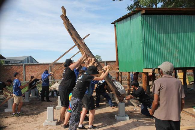 HARD WORKERS: Members of the Dalby PCYC Youth Management Team were pushed to their limits during the house build in Cambodia.. Picture: Contributed