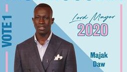 Majak Daw in lord mayoral candidate Nick Russian’s “Bring Back Melbourne” campaign. Source: Facebook