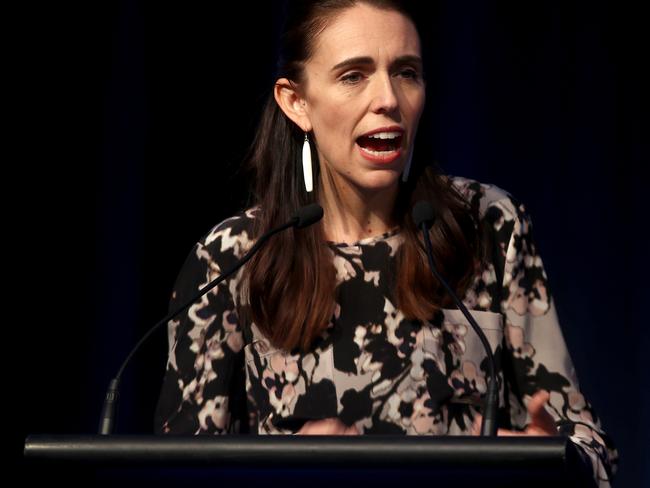 AUCKLAND, NEW ZEALAND - OCTOBER 09: New Zealand Prime Minister Jacinda Ardern addresses the Climate Change and Business Conference on October 09, 2019 in Auckland, New Zealand. The New Zealand Governments Zero Carbon Bill proposes to commit to a 1.5 degree future and to establish a Climate Change Commission. (Photo by Phil Walter/Getty Images)