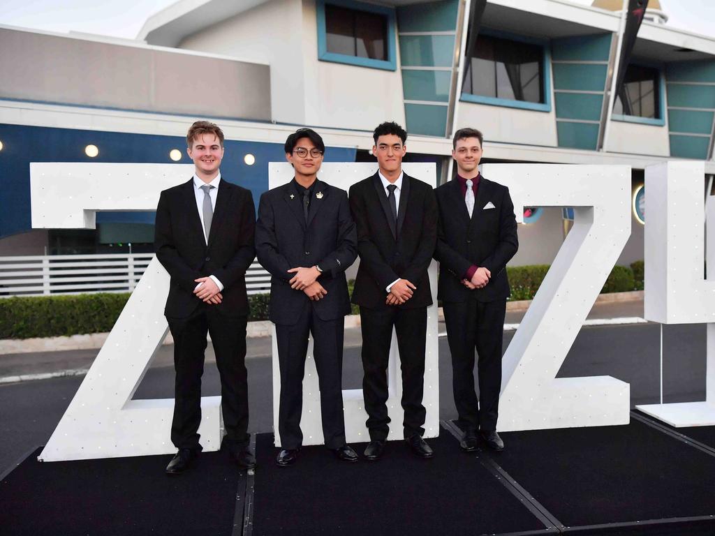 Nathan Gilleard, Joseph Seduadua, Ryan Fulcher, Larry Smith, James Stanton, Zeteny Barton Bako, Ethan Harvey at Xavier Catholic College year 12 formals. Picture: Patrick Woods.