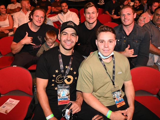 Rabbitohs Cody Walker and Blake Taafe at the Tszyu fight.