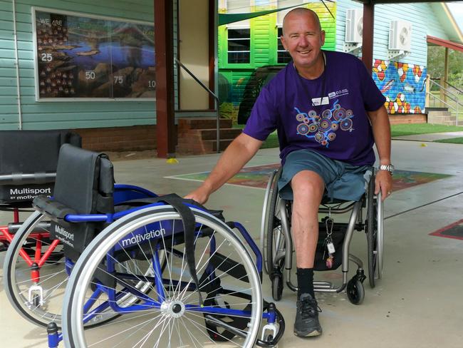 Paralympian David Johnson is teaching wheelchair sports to kids at local schools.