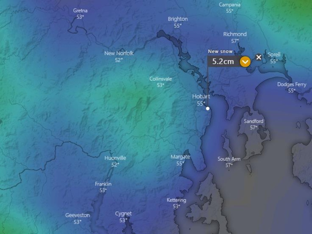 New snow forecast over the next 10 days via Windy.com