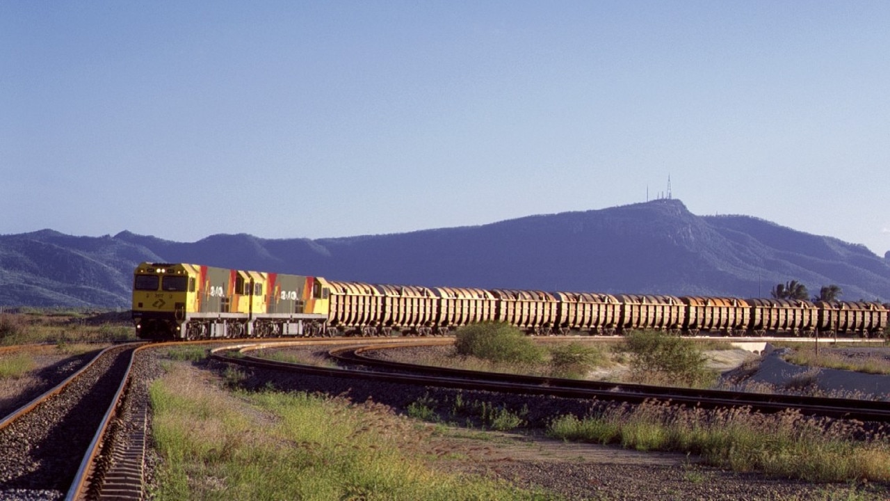 A freight train operates on the Mount Isa to Townsville rail line