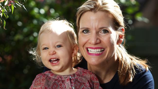 Sarah Gambi, 43, with daughter Evelyn, 16 months. Picture: Dylan Robinson