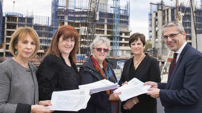 A petition with 1,600 signatures is delivered to Danny Pearson MP. Liz Jovanovic, Jenny Nola, Julie Nelson, Danny Pearson and Jane Robins pose with the petition. Picture: Ellen Smith