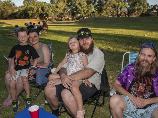 Connor Annand, Kamyn Riley, Isla Annand, Nick Annand and Nick Clifton New Year's Eve 2024 in Mildura. Picture: Noel Fisher